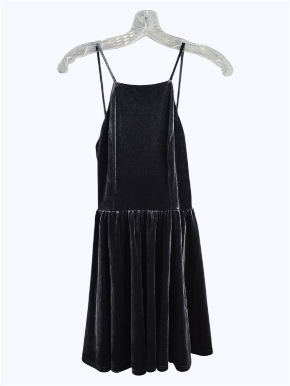 Trac Dress Women's Size Small Charcoal Grey Velvet Backless Spaghetti Strap